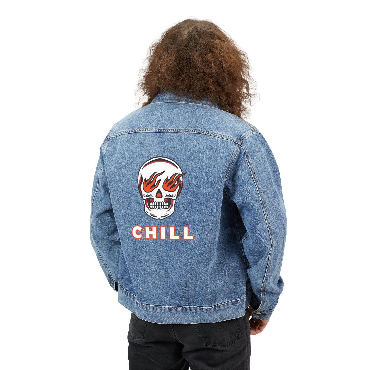 Chill Flame Skull Denim Jacket