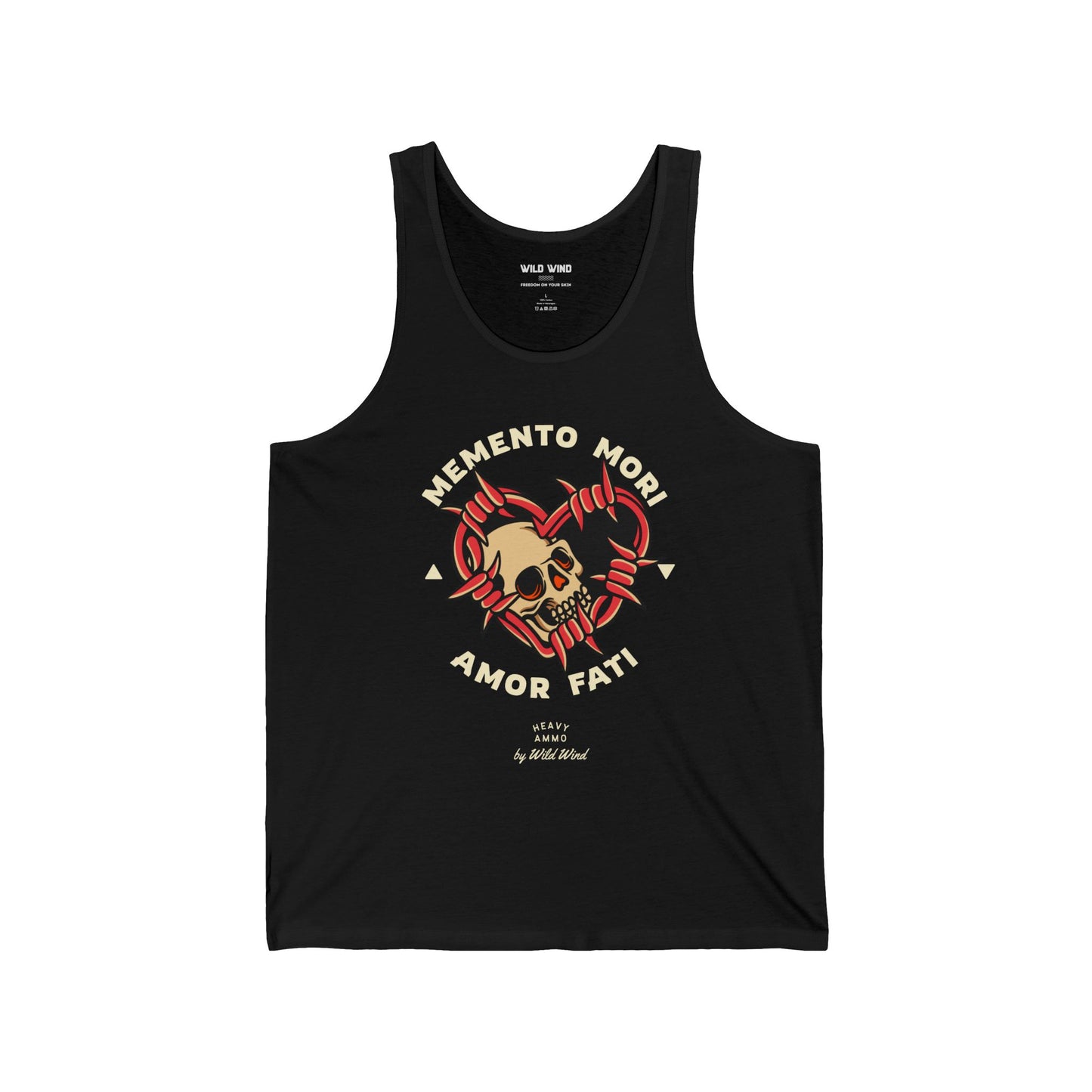 Stoic black Tank Top with a skull and 'Memento Mori' & 'Amor Fati'
